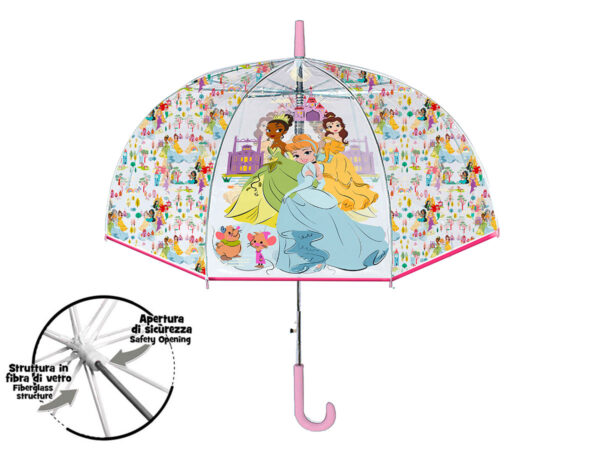 OMBRELLO CUPOLA TRASPARENTE 42/8 DISNEY PRINCESS